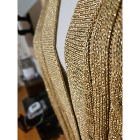 Outlander Studio Vintage Gold Sparkly Cardigan Sweater Vintage Made In Hong Kong - Picture 7 of 14